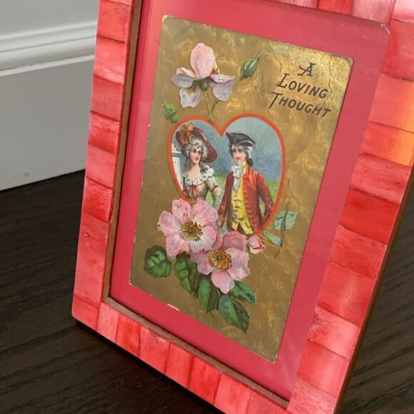 Vintage Victorian Valentines Day Love Postcard in Red Handmade 4x6” Photo Frame - Picture 5 of 6